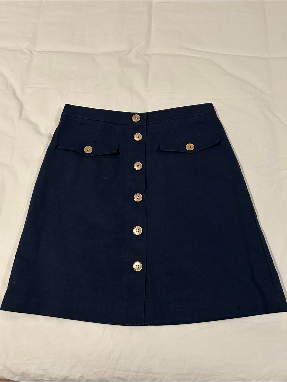 J. Crew Navy Button-Front Mini Skirt